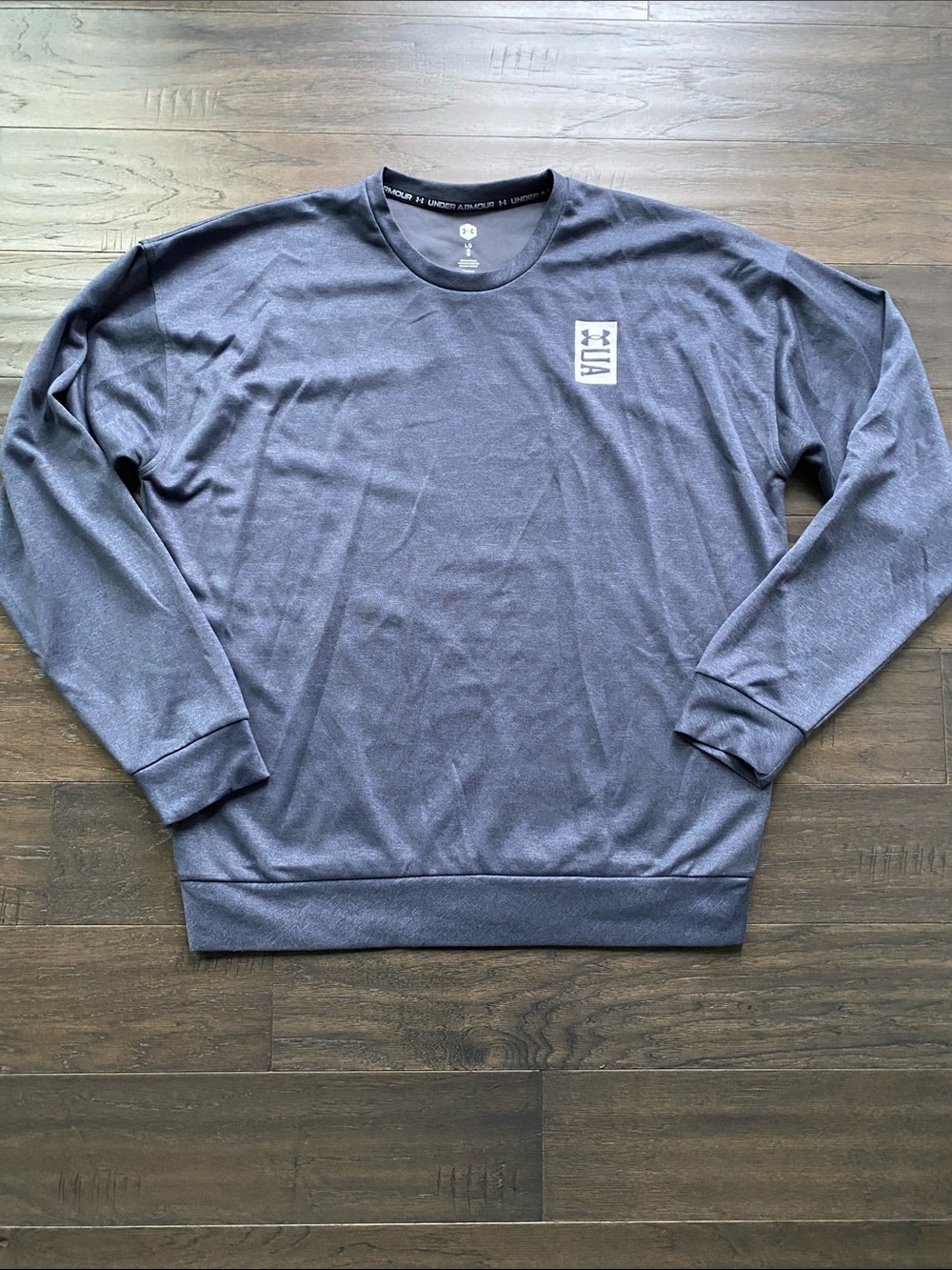 Under Armour Heathered Navy Long Sleeve Crewneck Pullover Mens Sz Large